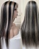 Lytinroop Original Platinum Blonde Highlights Straight Mixed Color Human Hair Wigs
