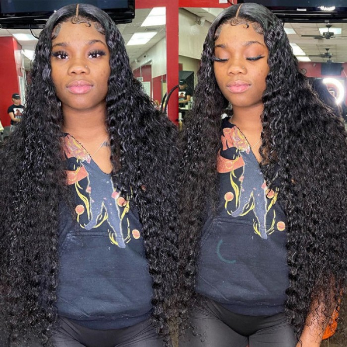 Lytinroop Human Hair Lace Wig Deep Wave Wig Pre Plucked Lace Front Wigs