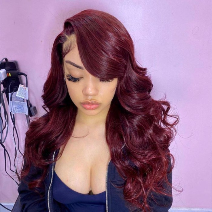 Lytinroop Burgundy Wig 13x4 Lace Front Wig 99J Colored Real Human Hair Wigs