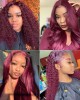 Lytinroop New 99J Lace Frontal Wigs Afordable Human Hair Burgundy Wigs