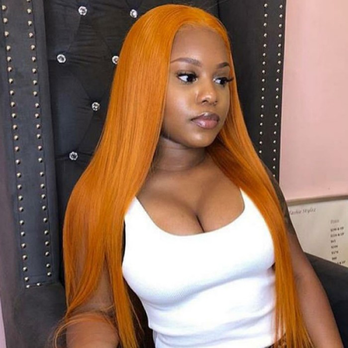 Lytinroop Ginger Orange Color Lace Front Wigs Body Wave Wig Straight Hair Wigs