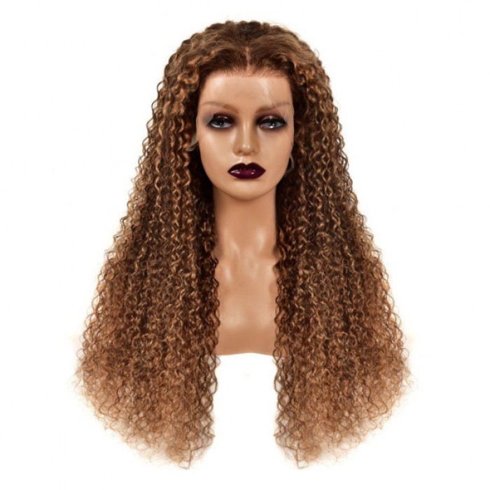 Lytinroop Highlight Wig Deep Wave Wig With Highlights Brown Wigs With Blonde Highlights Deep Curly Human Hair Wigs