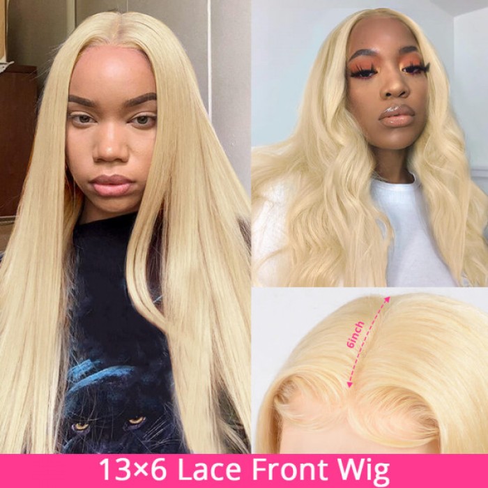 Lytinroop #613 Lace Front Wig Pre-plucked Blonde Human Hair Wigs