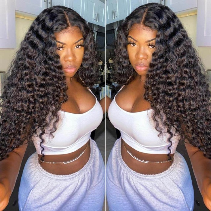 Deep Wave 4x4 Lace Wigs Made By Hair Bundles With Closure