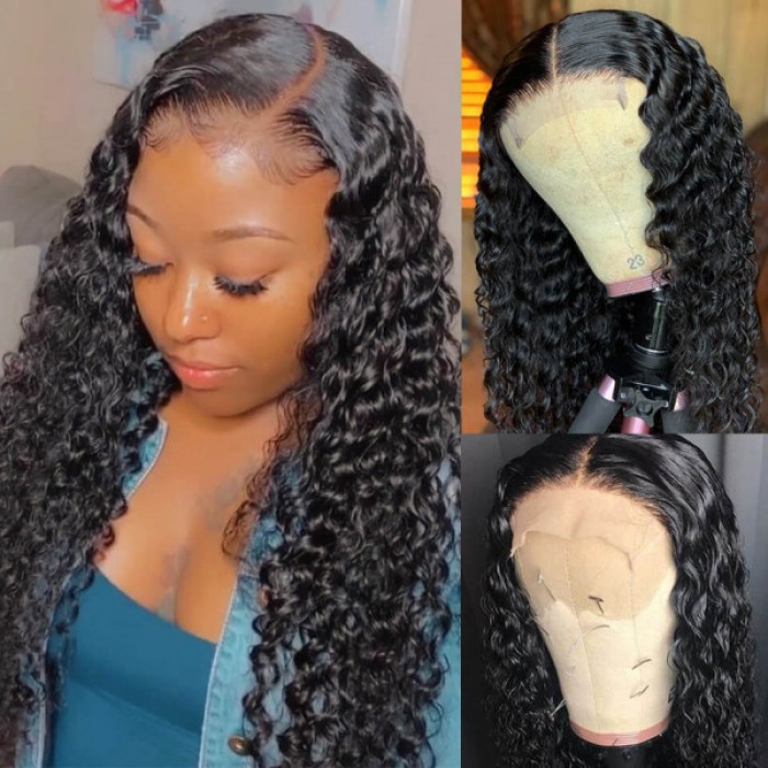 Deep Wave 6x6 Lace Wig Human Hair Preplucked Lace Wig
