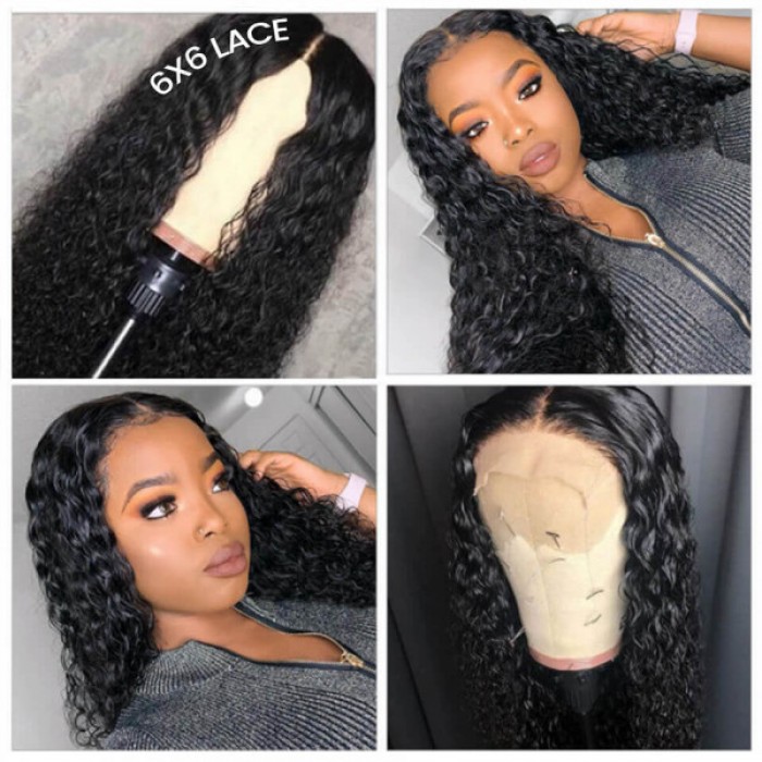 Water Wave Wig 6x6 Closure High Quality Wigs Human Hair Wigs