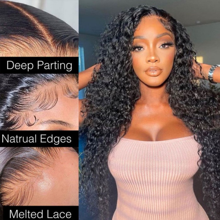 Deep Wave Wig 100 Human Hair Swiss Lace Curly Hair 13*4 Lace Front Wig and 5*5 Wig
