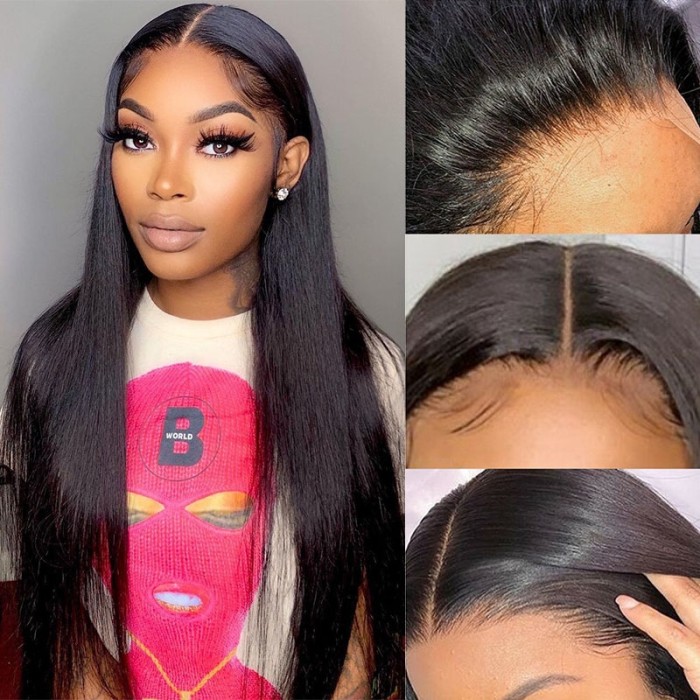  Lytinroop Straight Middle Part Lace Wigs Pre Plucked Natural Hairline Long Wig With Baby Hair