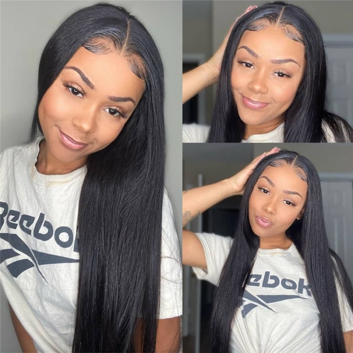  Lytinroop Straight Middle Part Lace Wigs Pre Plucked Natural Hairline Long Wig With Baby Hair
