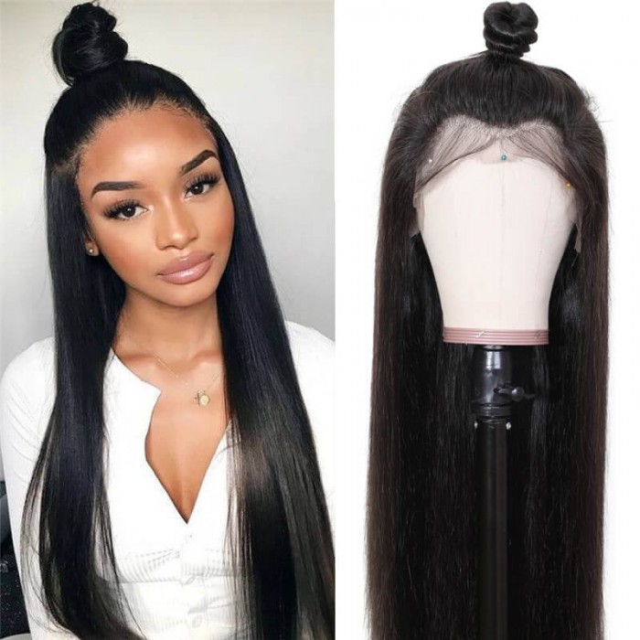 Lytinroop Breathable 360 Lace Wig Pre Plucked Straight Human Hair Wig Natural Hairline