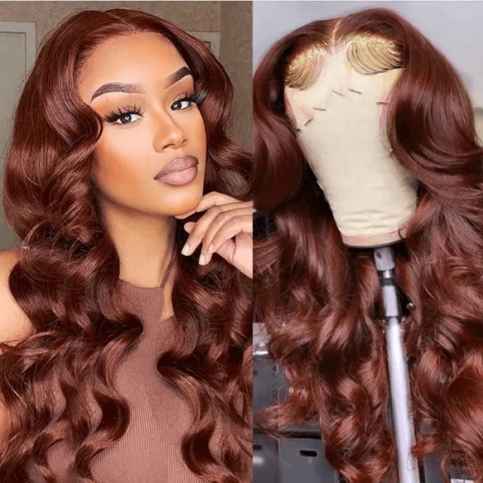 Lytinroop Reddish Brown Lace Wigs Natural Pre-Plucked Body Wave Wig